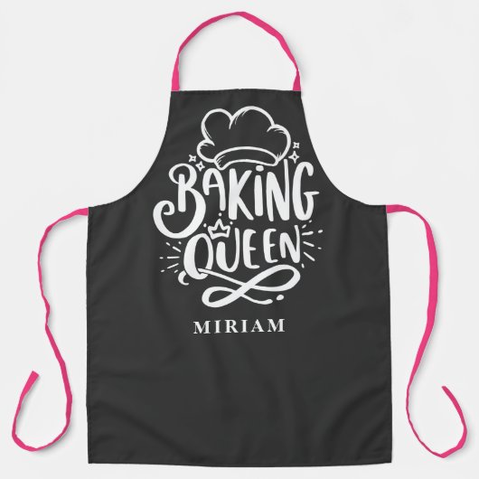 ベーキングクイーン名前をカスタムするタイポグラギーベーカーギフト  エプロン (正面)