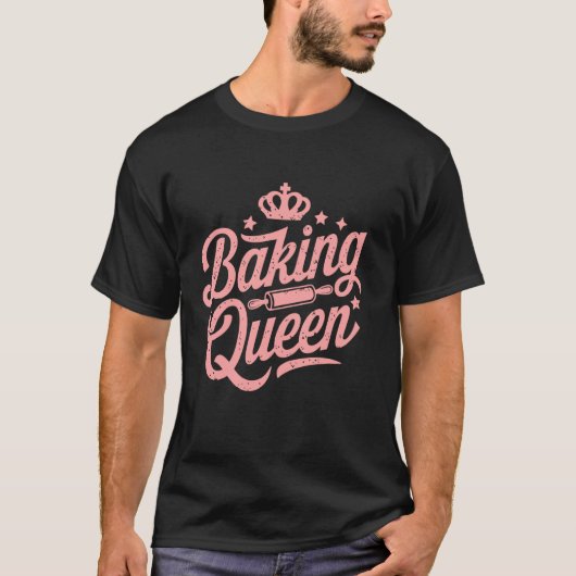ベーキングクイーン、お菓子作りが好きな女性やママへのギフト、パティシエ Tシャツ (正面)