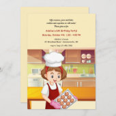 ベーキングクッキーの誕生日パーティー 招待状 (正面/裏面)