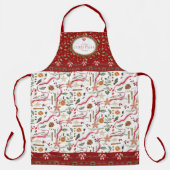 ベーキングクリスマスメモリーズクッキー赤い水色 エプロン (正面)
