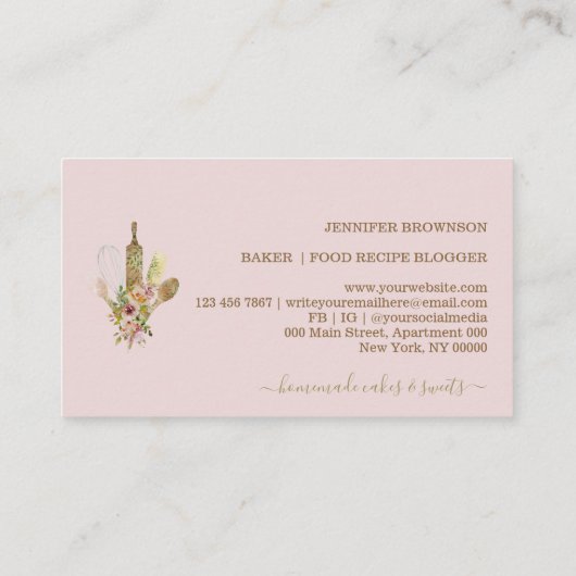 ベーキングシェフロゴ素朴なフローラ自家製フード 名刺 (裏面)
