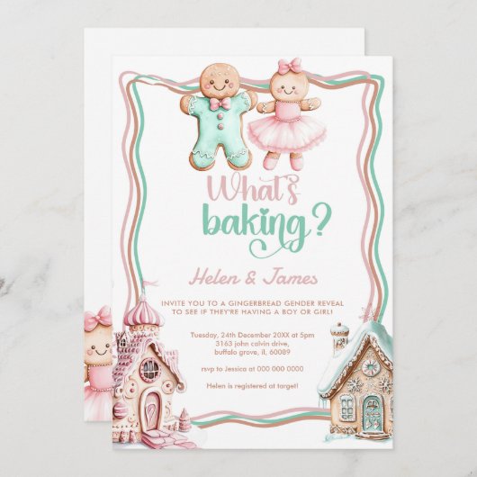 ベーキングジンジャーパンフェスティバル性別開示 招待状 (正面/裏面)