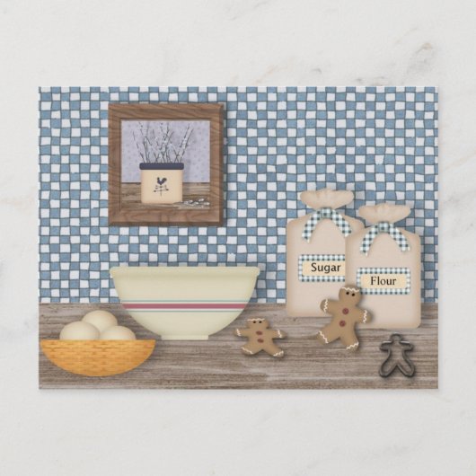 ベーキングジンジャーブレッドマンレシピカード ポストカード (正面)