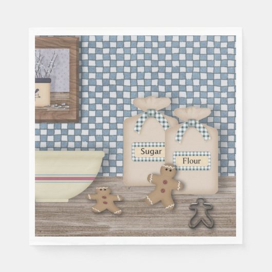 ベーキングジンジャーブレッドマン紙ナプキンス スタンダードランチョンナプキン (正面)