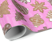 ベーキングジンジャーブレッドCookieピンクのクリスマス ラッピングペーパー (ロールコーナー)