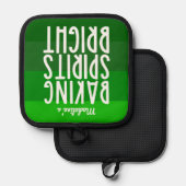 ベーキングスピリッツおもしろいブライトグリーンホリデイ 鍋敷き (正面/裏面)