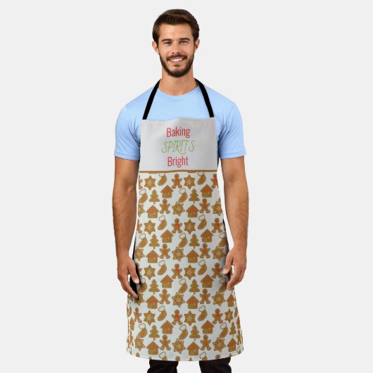 ベーキングスピリッツブライトクリスマスジンガーブレッド エプロン (着用した状態)