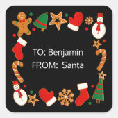 ベーキングスピリッツ明るいカスタムクリスマスギフトラベル スクエアシール (正面)