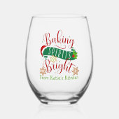 ベーキングスピリッツ明るいカスタムクリスマス ステムなしワイングラス (正面)