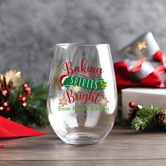 ベーキングスピリッツ明るいカスタムクリスマス ステムなしワイングラス