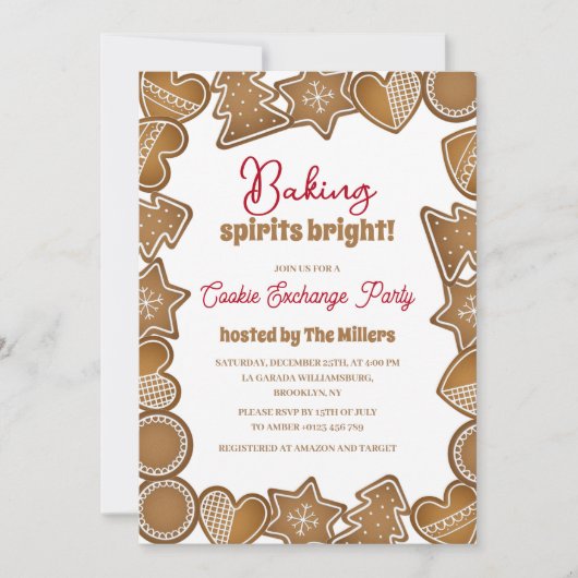 ベーキングスピリッツ明るいクッキー交換クリスマス 招待状 (正面)