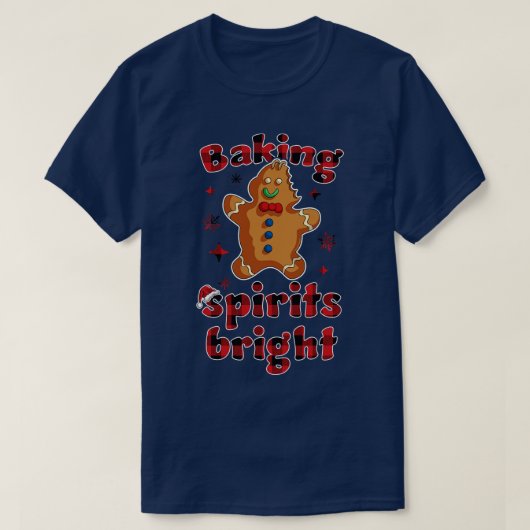 ベーキングスピリッツ明るいクリスマスおもしろいベイカーパジャマ Tシャツ (デザイン正面)