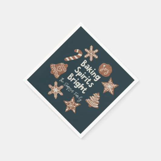 ベーキングスピリッツ明るいクリスマスクッキーグリーン スタンダードカクテルナプキン (角)