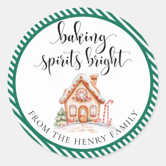 ベーキングスピリッツ明るいクリスマスプレゼントラベルシール ラウンドシール (正面)