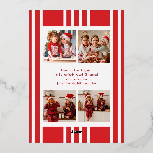 ベーキングスピリッツ明るいクリスマス家族の写真 箔シーズンカード (裏面)