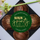 ベーキングスピリッツ明るいグリーン金ゴールドクリスマスクッキー ラウンドシール