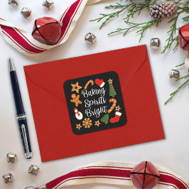 ベーキングスピリッツ明るいジンジャーブレッドクリスマスクッキー スクエアシール