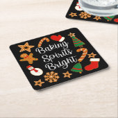 ベーキングスピリッツ明るいジンジャーブレッドクリスマスクッキー スクエアペーパーコースター (アングル)
