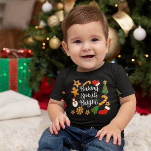 ベーキングスピリッツ明るいジンジャーブレッドクリスマスクッキー ベビーTシャツ