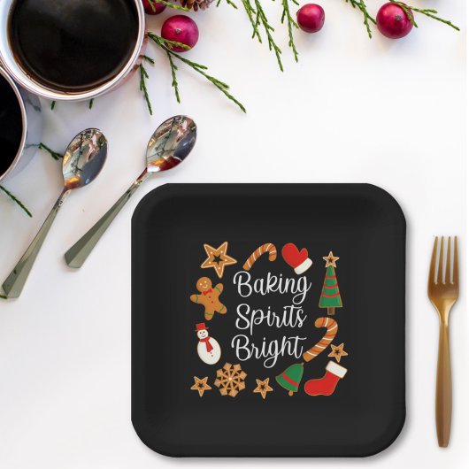 ベーキングスピリッツ明るいジンジャーブレッドクリスマスクッキー ペーパープレート