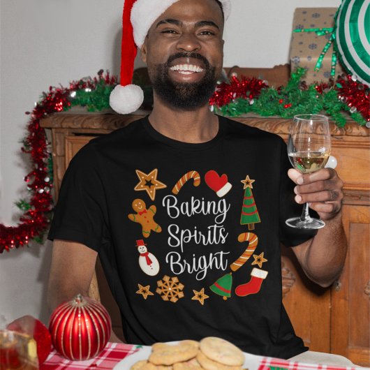 ベーキングスピリッツ明るいジンジャーブレッドクリスマスクッキー Tシャツ