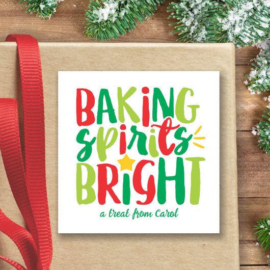 ベーキングスピリッツ明るいフェスティバルレッドグリーンクリスマス スクエアシール
