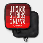 ベーキングスピリッツ明るい赤おもしろいのクリスマス 鍋敷き (正面/裏面)