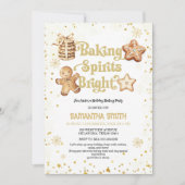 ベーキングスピリッツ明るい金ゴールドクリスマスベーキングパーティー 招待状 (正面)