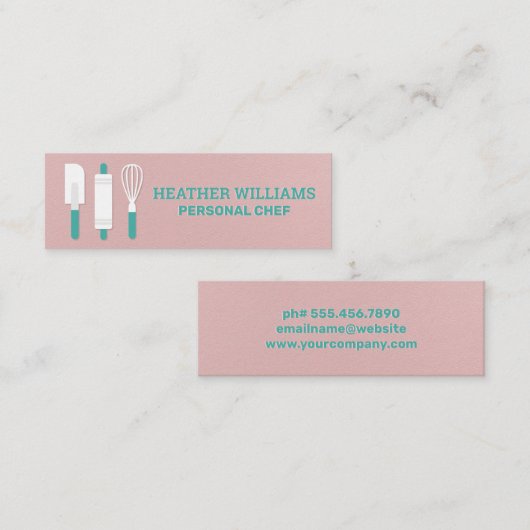 ベーキングツール |ピンクのテクスチャの背景 スキニー名刺 (正面/裏面)