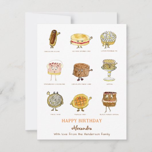 ベーキングハッピーバースデーかわいいケーキイラストレーション (正面)