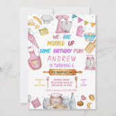 ベーキングバースデーパーティーガール料理招待状 招待状 (正面)