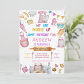 ベーキングバースデーパーティーガール料理招待状 招待状 (スタンド正面)