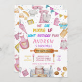 ベーキングバースデーパーティーガール料理招待状 招待状 (正面/裏面)