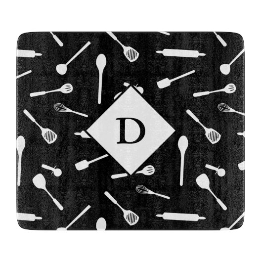 ベーキングパパ用具模様黒色切削板 カッティングボード (正面)