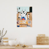 ベーキングパン猫プリント ポスター (キッチン)