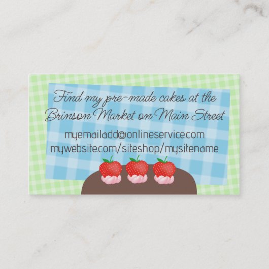 ベーキングパン結婚リーのケーキ職人 名刺 (裏面)