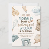 ベーキングパーティーボーイキッズ料理誕生日 招待状 (正面)