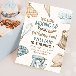 ベーキングパーティーボーイキッズ料理誕生日 招待状