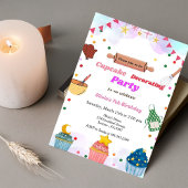 ベーキングパーティー女飾の子の誕生日パーティー 招待状