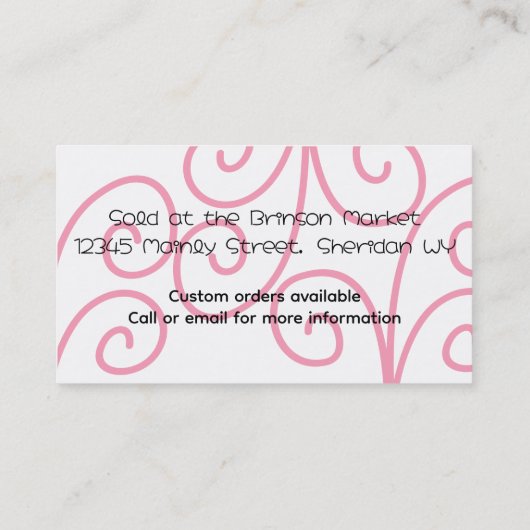 ベーキングベイカーのビーター用品フラワービジネスカー 名刺 (裏面)