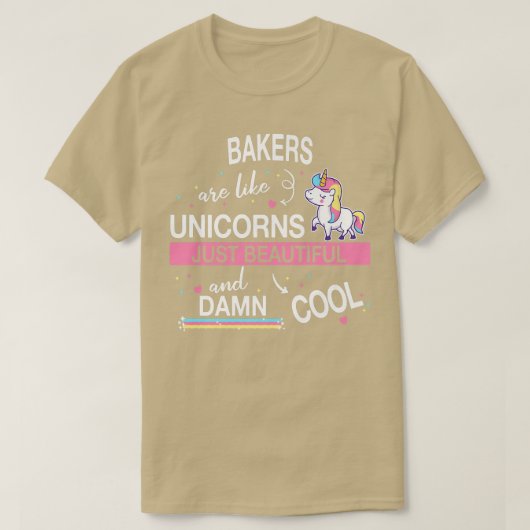 ベーキングベイカー料理ケーキカップケーキユニコーン Tシャツ (デザイン正面)