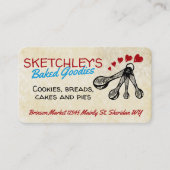 ベーキングベーカリーのパティシエでスプーンのハート 名刺 (正面)