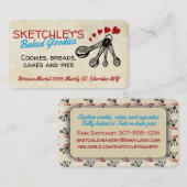 ベーキングベーカリーのパティシエでスプーンのハート 名刺 (正面/裏面)