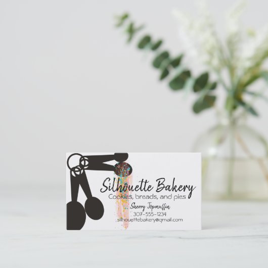 ベーキングベーカリー計量スプーンのパティシエ 名刺 (スタンド正面)