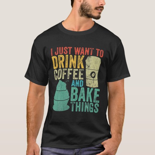 ベーキングベーカーおもしろいヴィンテージ飲みコーヒー愛好家M Tシャツ (正面)