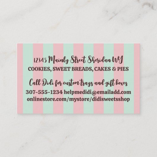 ベーキングベーカーのパティシエの調理器具レトロビジネスc 名刺 (裏面)