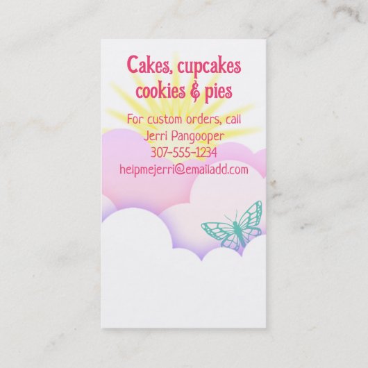 ベーキングベーカーのパティシキッチンフェアリーのビジネスca 名刺 (裏面)