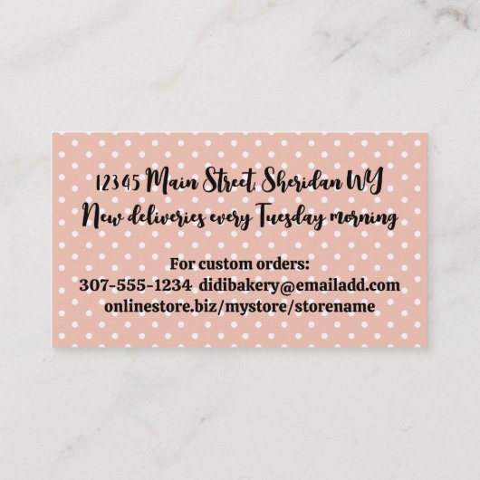 ベーキングベーカー菓子シェフケーキCookie 名刺 (裏面)