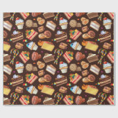 ベーキングベーカー調理師シェフフフフードパターンアート ラッピングペーパー (フラット)