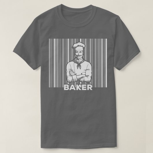 ベーキングマフィンクッキーケーキペストリーバーコードベーク Tシャツ (デザイン正面)